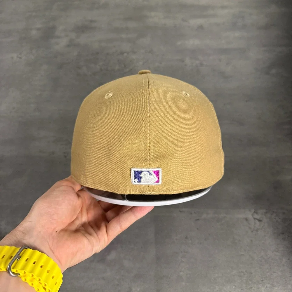 Vintage‎ New Era Los Angeles Dodgers Hat 7 1/4 Tan Brown Purple Sparkling Grape